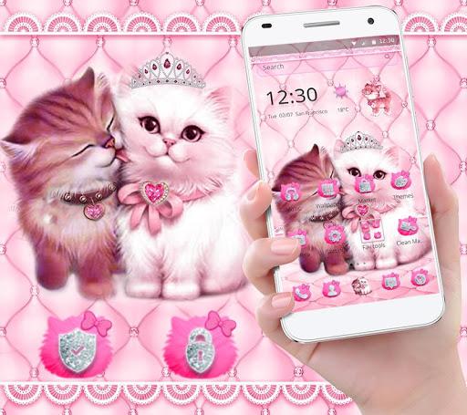 Lovely Cute pink Cat Theme - عکس برنامه موبایلی اندروید