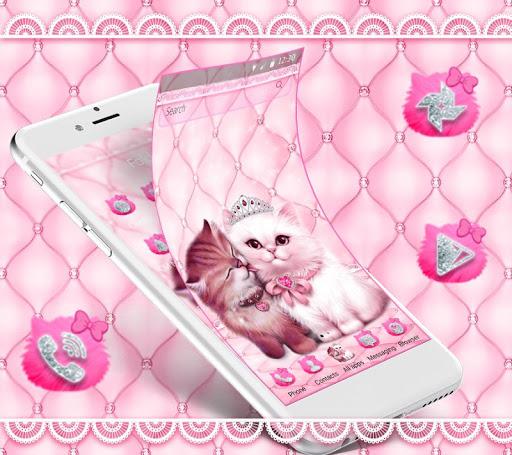 Lovely Cute pink Cat Theme - عکس برنامه موبایلی اندروید