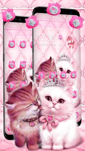 Lovely Cute pink Cat Theme - عکس برنامه موبایلی اندروید