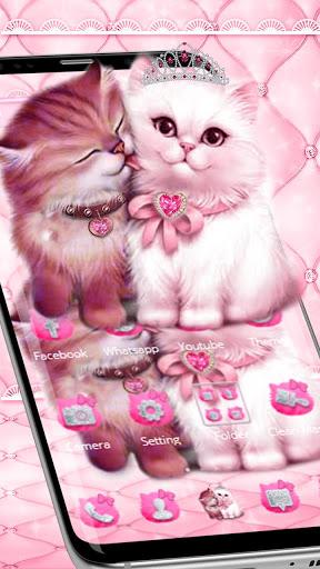 Lovely Cute pink Cat Theme - عکس برنامه موبایلی اندروید