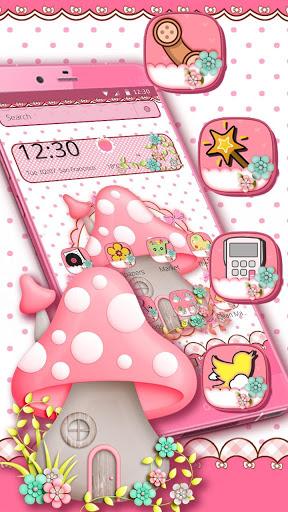 Pink Cute Mushroom Theme - Image screenshot of android app