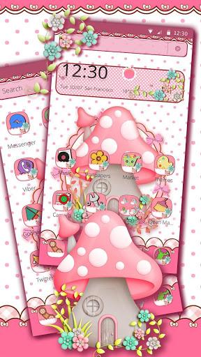 Pink Cute Mushroom Theme - Image screenshot of android app