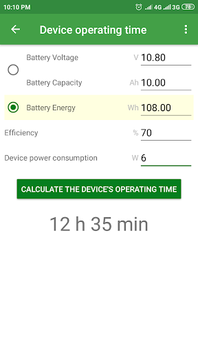Battery Pack Calculator - DIY - Image screenshot of android app