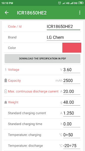 Battery Pack Calculator - DIY - Image screenshot of android app