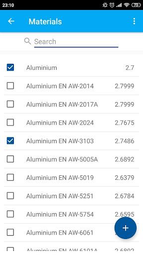Material weight calculator - Image screenshot of android app