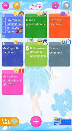 Winter Princess Notepad (with PIN or fingerprint) - Image screenshot of android app