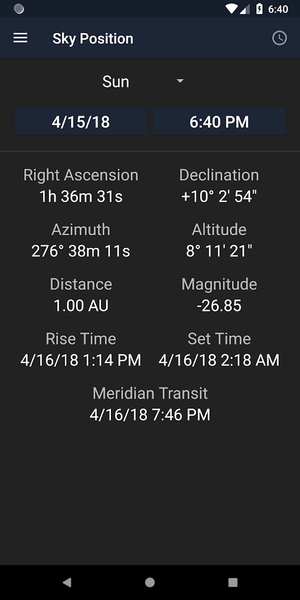 Planet's Position - عکس برنامه موبایلی اندروید