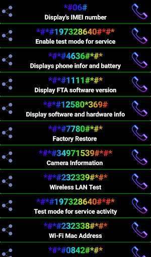Android Codes - Image screenshot of android app