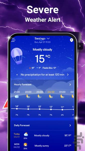 پیش بینی آب هوا - 2024 Weather Plus - عکس برنامه موبایلی اندروید