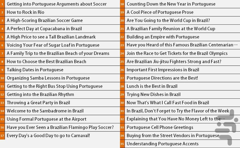 آموزش زبان پرتغالی مقدماتی - عکس برنامه موبایلی اندروید
