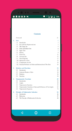 CLASS XI MATHEMATICS TEXTBOOK - Image screenshot of android app