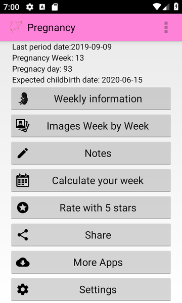 Pregnancy weekly info app - Image screenshot of android app