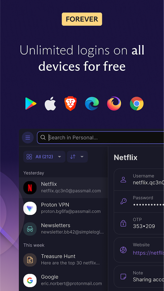 Proton Pass: Password Manager - عکس برنامه موبایلی اندروید