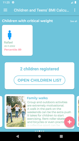 Children's BMI calculator - Image screenshot of android app
