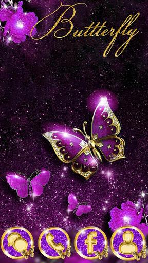 Purple Luxury Golden Butterfly Theme - Image screenshot of android app