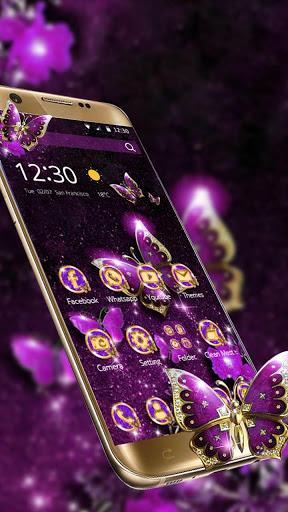 Purple Luxury Golden Butterfly Theme - Image screenshot of android app