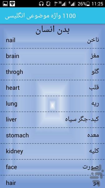 1100 واژه موضوعی انگلیسی - Image screenshot of android app
