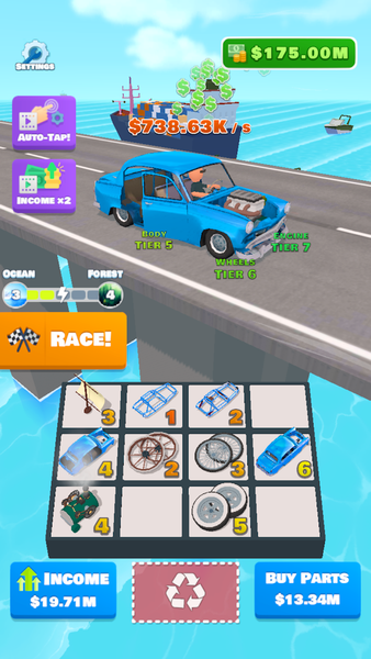 Idle Racer — Tap, Merge & Race - Gameplay image of android game