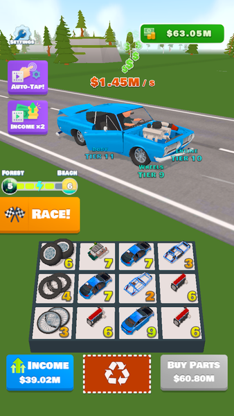 Idle Racer — Tap, Merge & Race - Gameplay image of android game