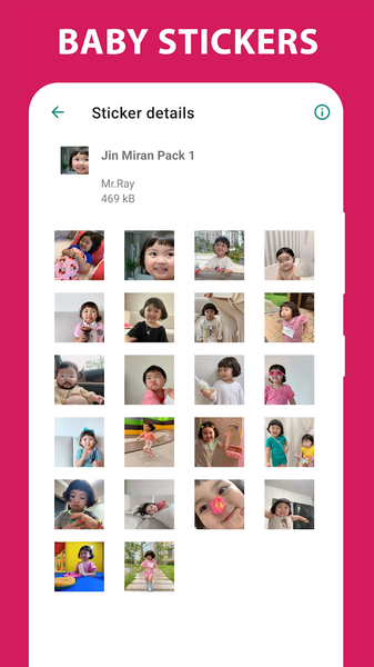 Cute Baby Stickers: Jin Miran - Image screenshot of android app