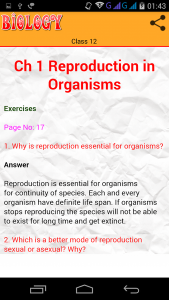 Class 12 Biology Solutions - عکس برنامه موبایلی اندروید