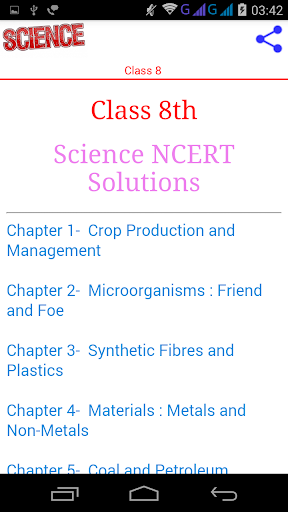 Class 8 Science Solutions - عکس برنامه موبایلی اندروید