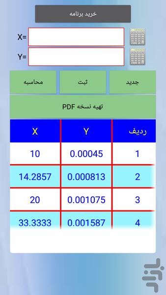 محاسبه رگراسیون خطی - عکس برنامه موبایلی اندروید
