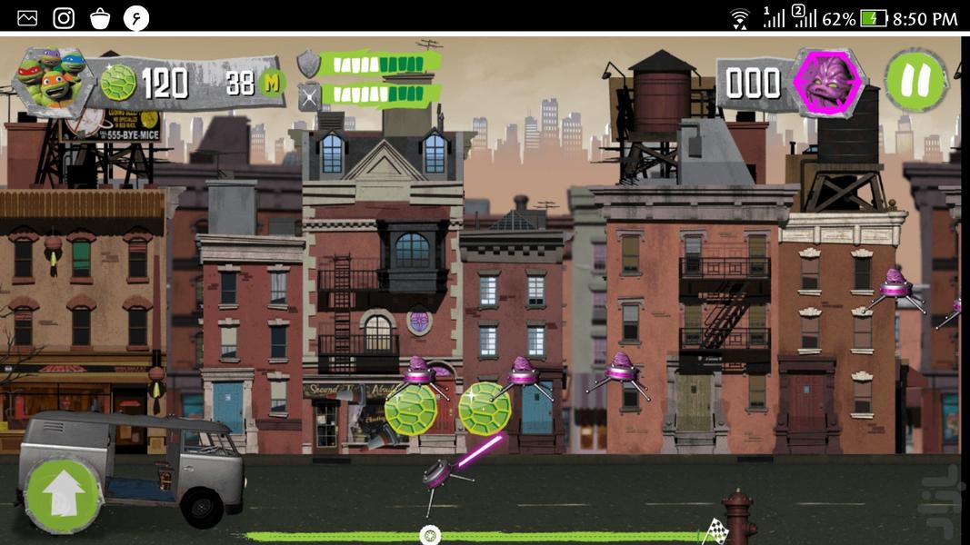 ماشین سواری لاک پشت های نینجا - عکس بازی موبایلی اندروید