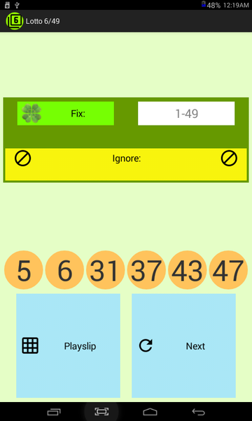 Lotto 6/49 - Image screenshot of android app