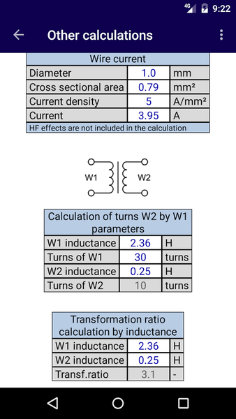 Transformer Calculator - Image screenshot of android app