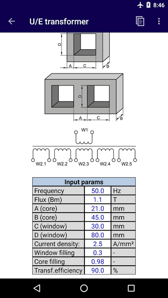 Transformer Calculator - Image screenshot of android app