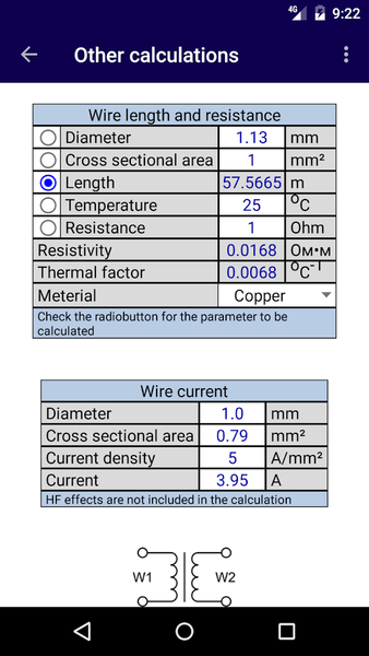 Transformer Calculator - Image screenshot of android app