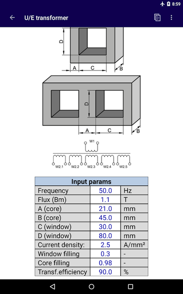 Transformer Calculator - Image screenshot of android app