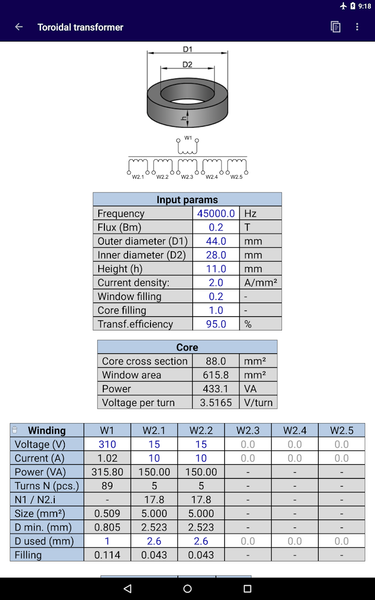 Transformer Calculator - Image screenshot of android app
