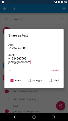 Share Contacts: Text, VCF, CSV - Image screenshot of android app