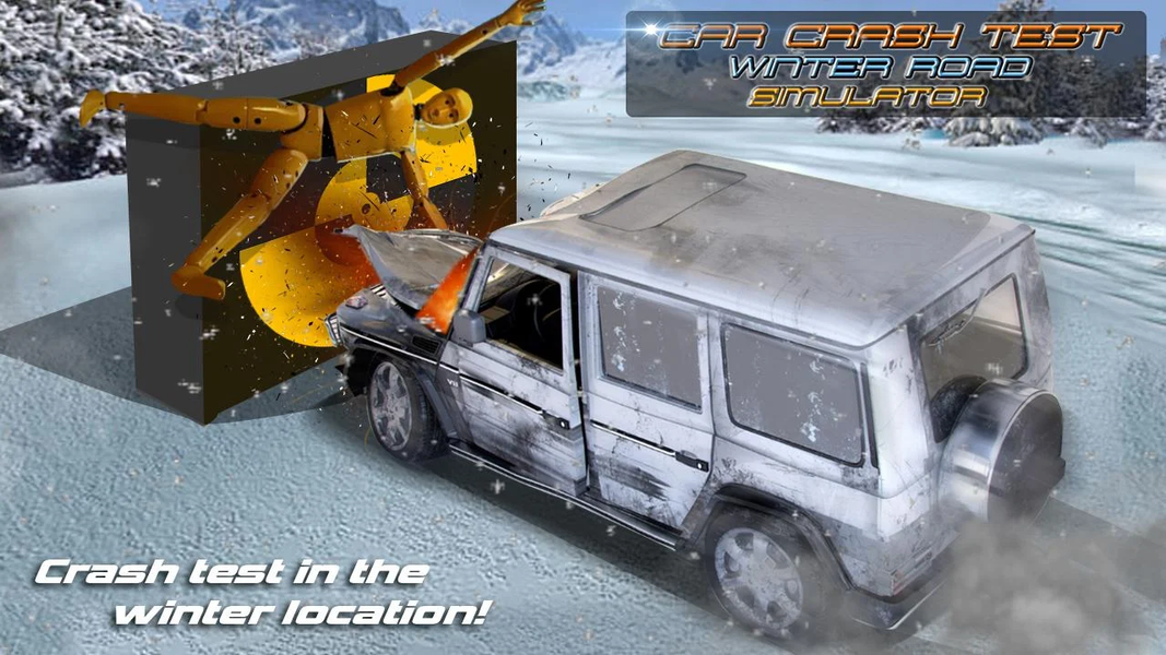 Car Crash Test Winter Road Sim - Gameplay image of android game