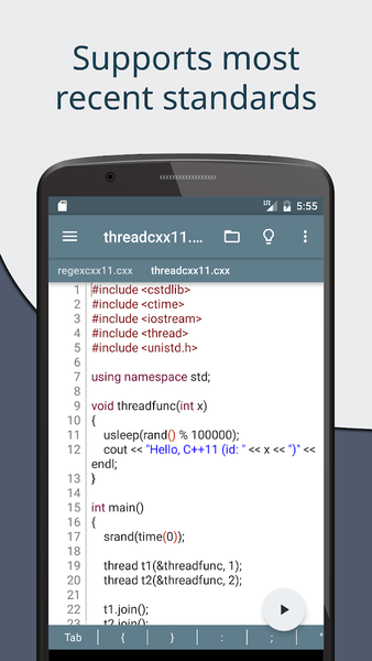 Cxxdroid - C/C++ compiler IDE - Image screenshot of android app