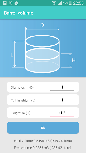 Tank volume - Image screenshot of android app