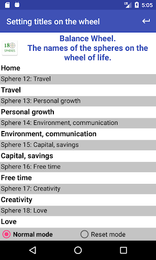 Wheel of life 18 spheres - Image screenshot of android app