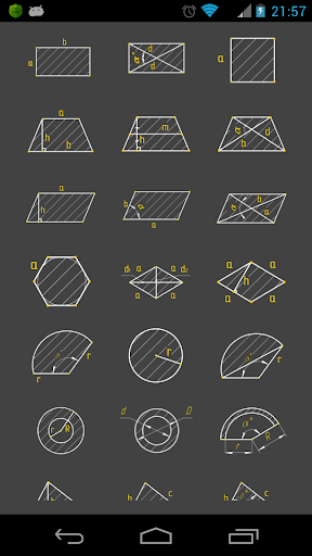 The area of geometric figures - Image screenshot of android app