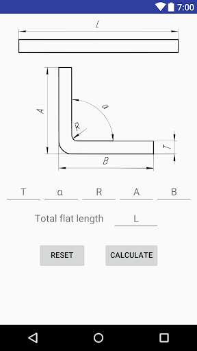 Bending Sheet Metal Calculator - Image screenshot of android app