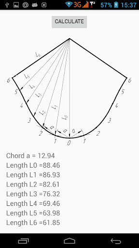 Flat pattern cone calculator - Image screenshot of android app