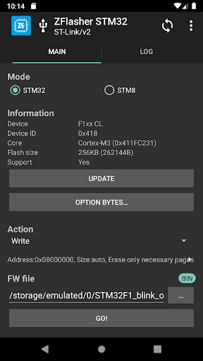 ZFlasher STM32 - Image screenshot of android app