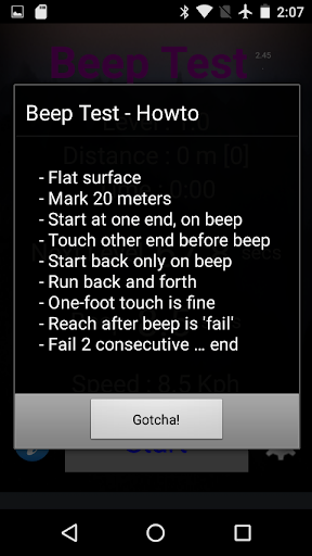 Beep Test - Image screenshot of android app
