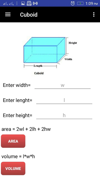 Area Volume and Info - Image screenshot of android app
