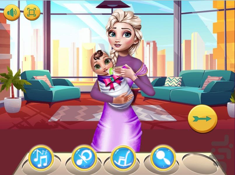 بازی دخترانه السا و بچه داری - Gameplay image of android game