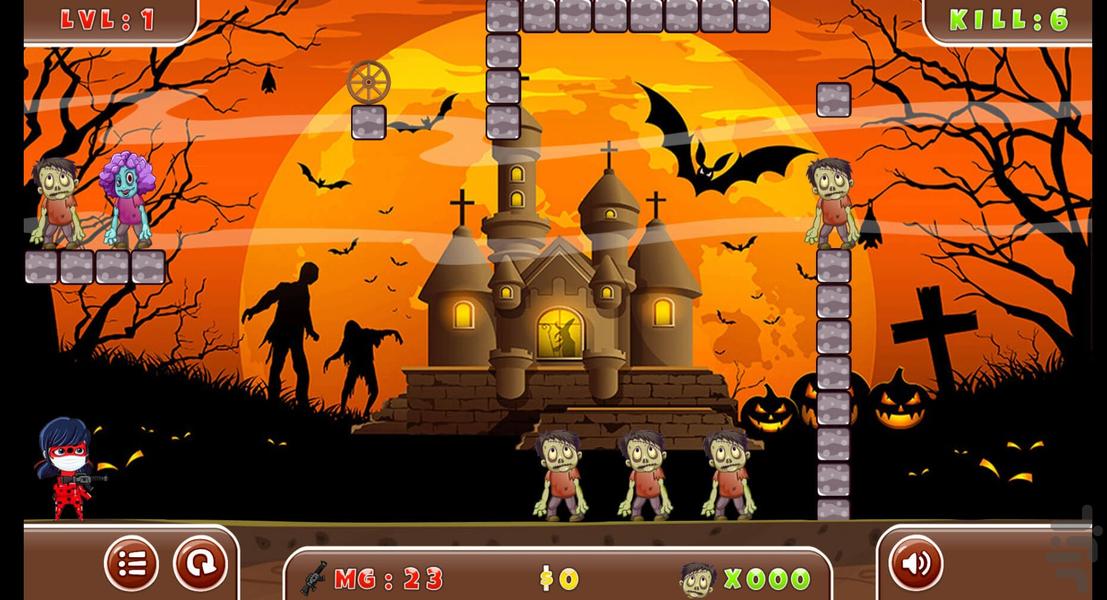 بازی دختر کفشدوزکی و زامبی ها - Gameplay image of android game