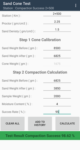 Sand Cone Test - Image screenshot of android app