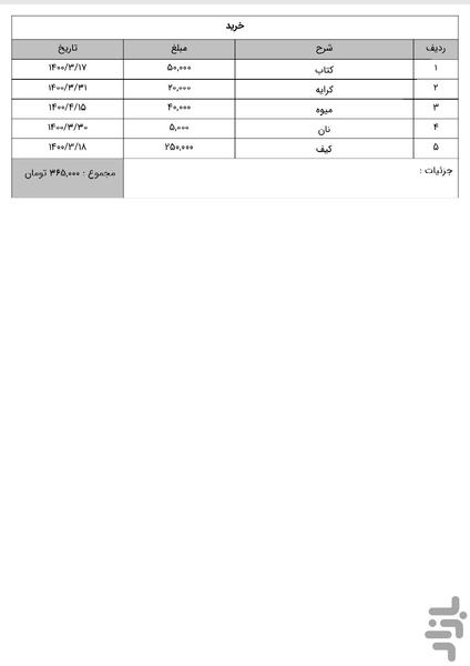 دفترچه حساب - Image screenshot of android app
