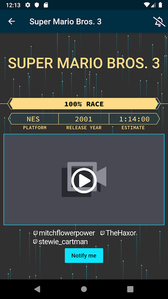 Speedrun Schedule for GDQ - عکس برنامه موبایلی اندروید